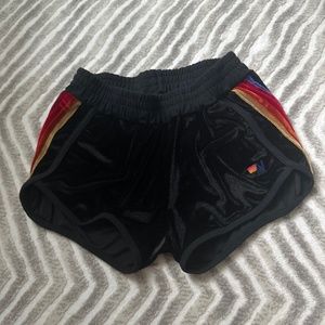 Black velvet aviator nation shorts